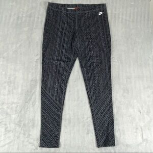 Nike Leggings / Running Tights Womens Large Grey Patterned Stretch Activewear